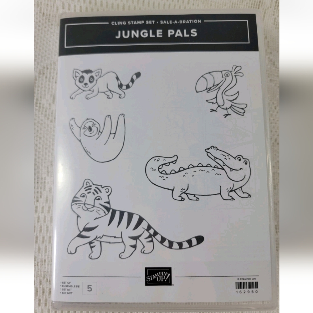 NEW Stampin' Up! JUNGLE PALS Cling Stamp Set Bird Sloth Alligator